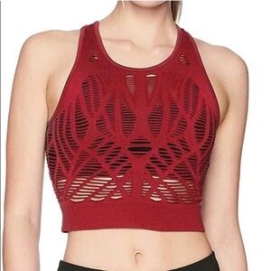 Alo Yoga Vixen Fitted Yoga Crop Top Size Small Burgundy